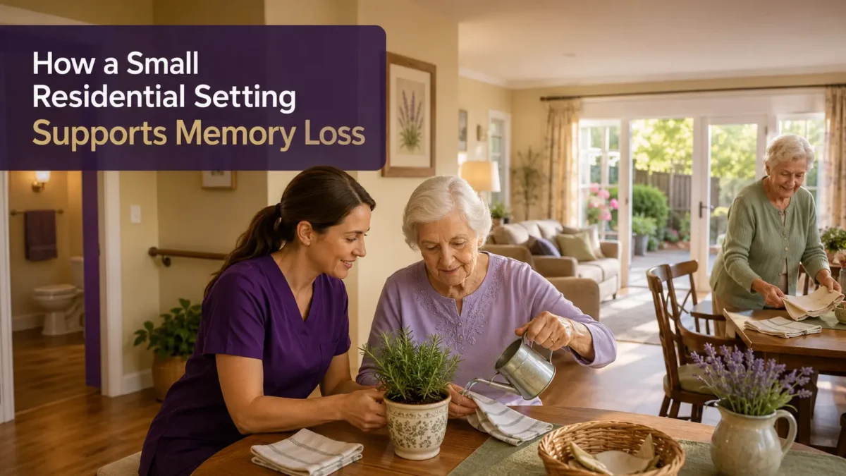 A house-like layout may be easier to understand than a building with multiple wings, elevators, and activity rooms. Fewer destinations may reduce the choices a resident must navigate.

During a tour, look for clear walking paths, good lighting, limited clutter, visible bathrooms, handrails, secure exits, and safe outdoor access. The National Institute on Aging recommends adapting the environment as dementia affects judgment and perception. 