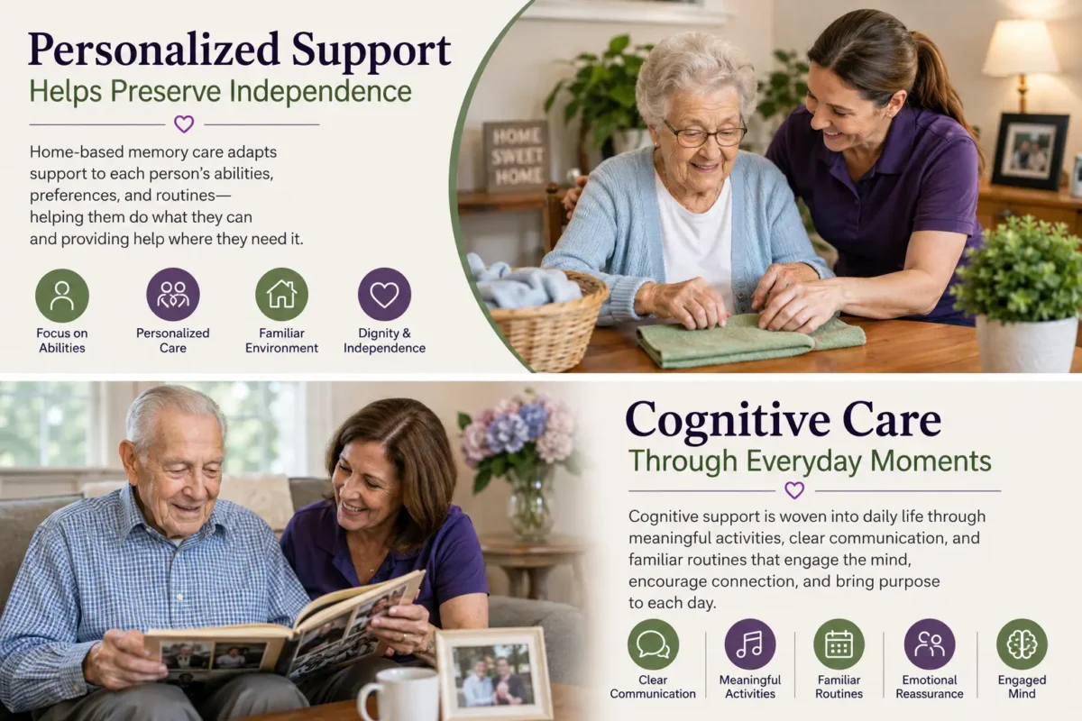 Memory loss does not eliminate ability. A person who can no longer remember all the steps involved in getting dressed may still be able to dress when clothing is arranged in order.