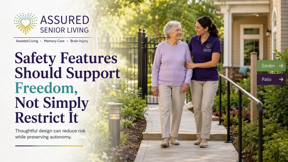 Resident safety is one of the most important reasons families consider residential memory care. Dementia may increase risks related to wandering, falls, medication mistakes, cooking, traffic, getting lost, or difficulty recognizing dangerous situations.