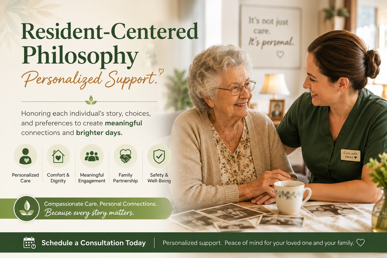 Personalized support in a small assisted living.